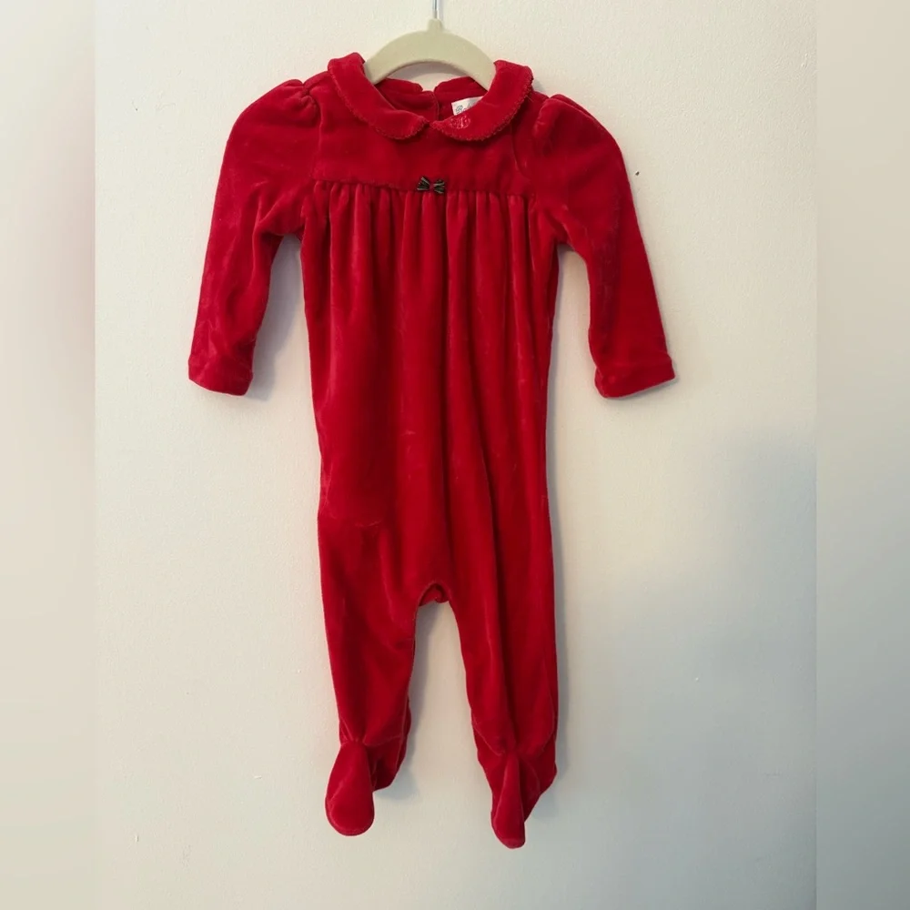 Ralph Lauren Red Velour Christmas Footie